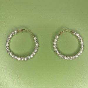 !! PEARL HOOP EARRINGS !!
